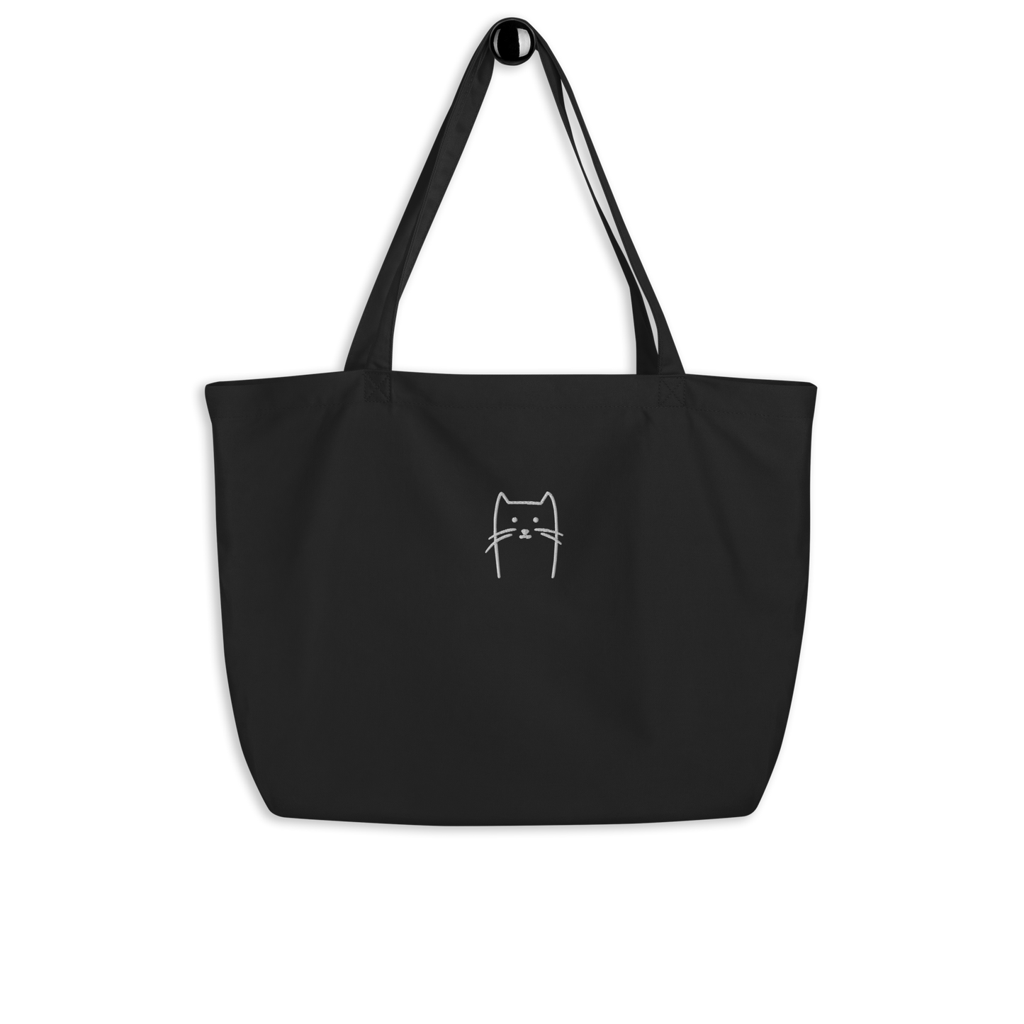 Großer Stoffbeutel Katze schwarz (personalisierbar) aus Bio-Baumwolle