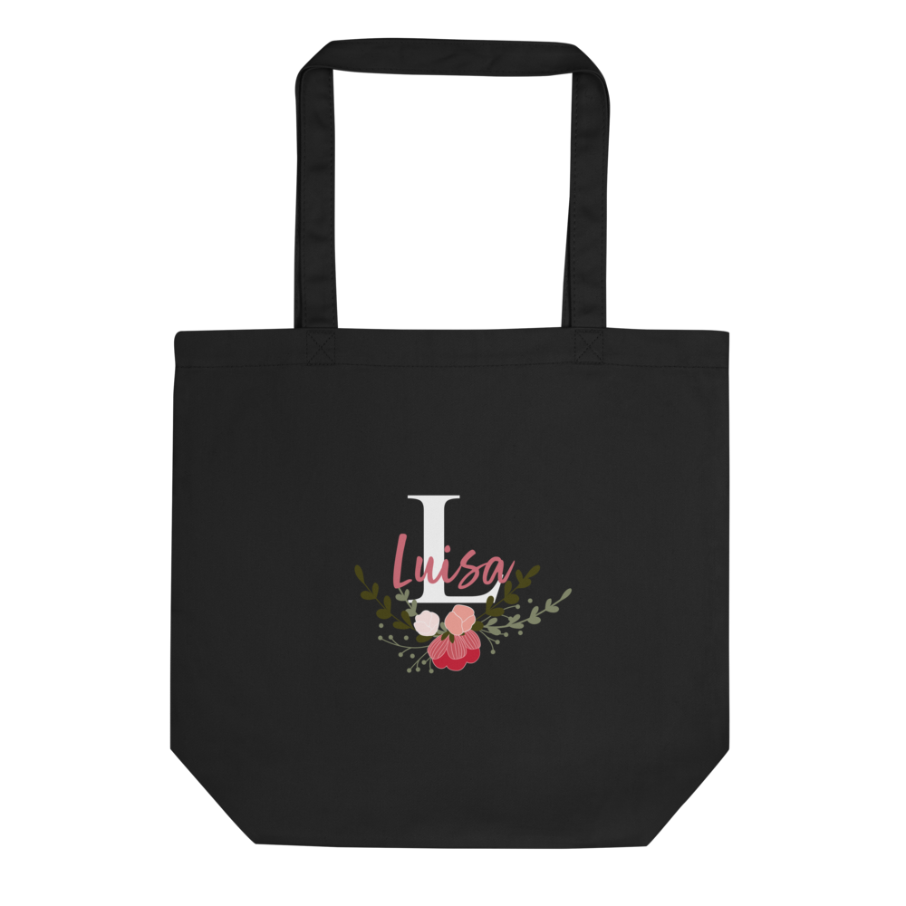 Stoffbeutel Florales Design mit Namen (personalisierbar) aus Bio-Baumwolle