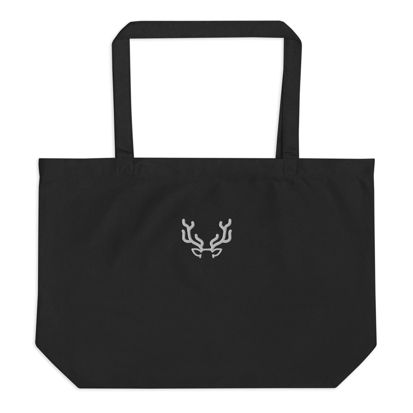 Großer Stoffbeutel Hirsch schwarz (personalisierbar) aus Bio-Baumwolle