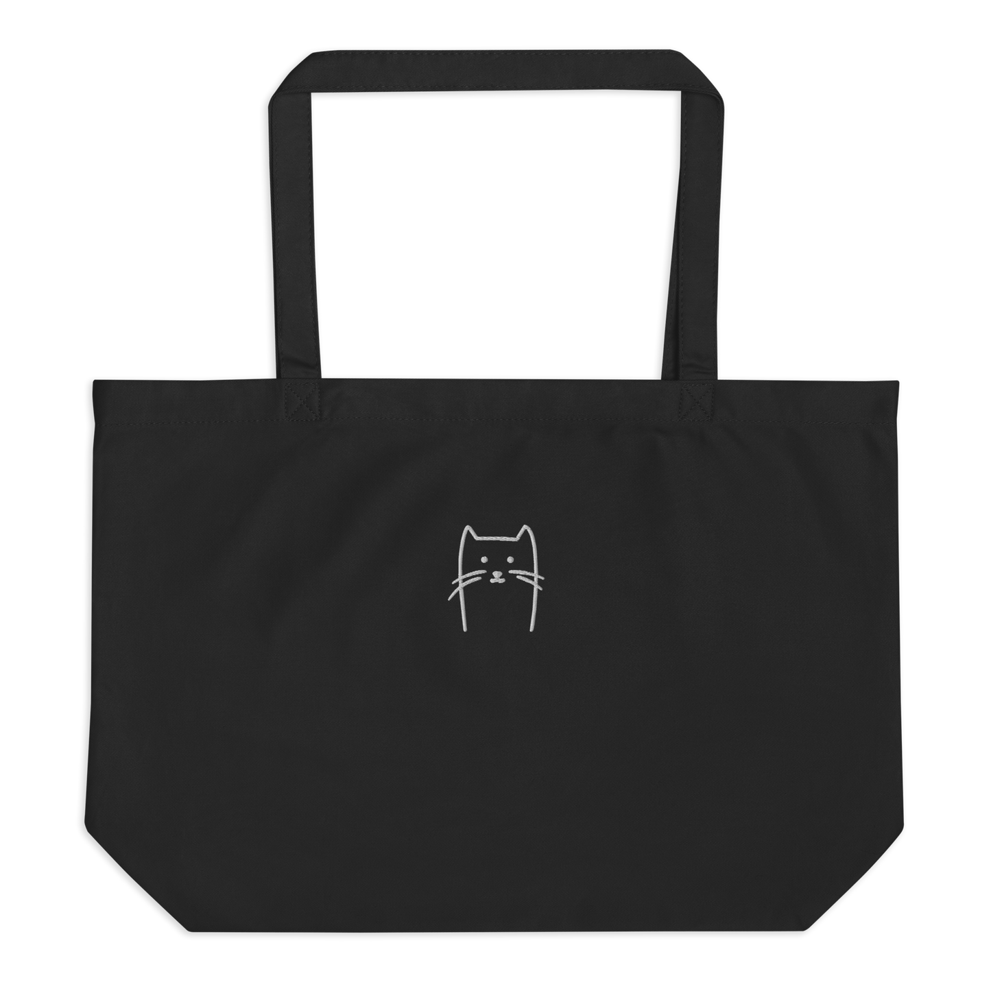 Großer Stoffbeutel Katze schwarz (personalisierbar) aus Bio-Baumwolle