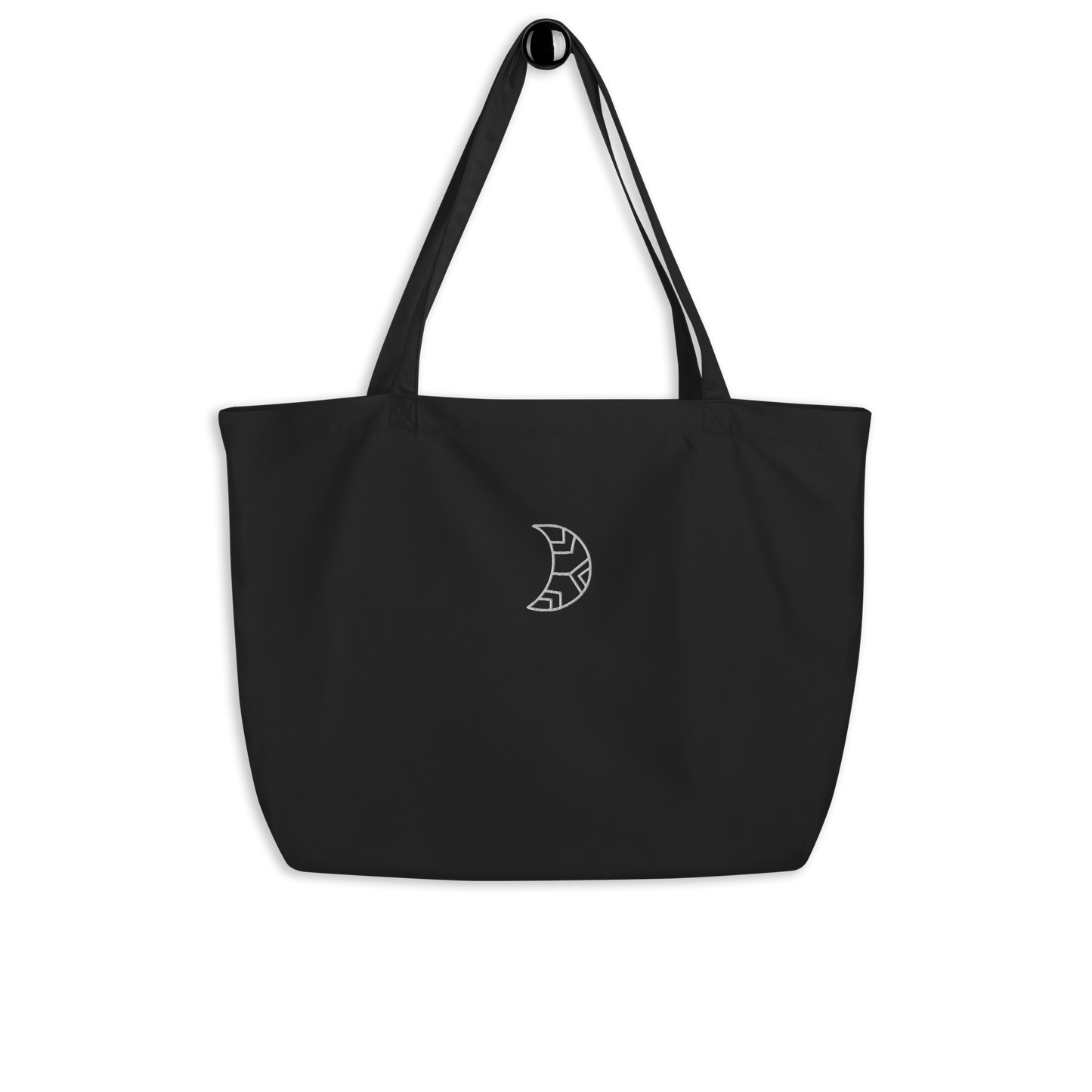 Großer Stoffbeutel Moon schwarz (personalisierbar) aus Bio-Baumwolle