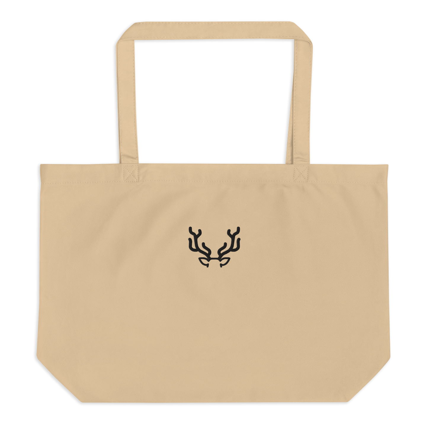 Großer Stoffbeutel Hirsch beige (personalisierbar) aus Bio-Baumwolle