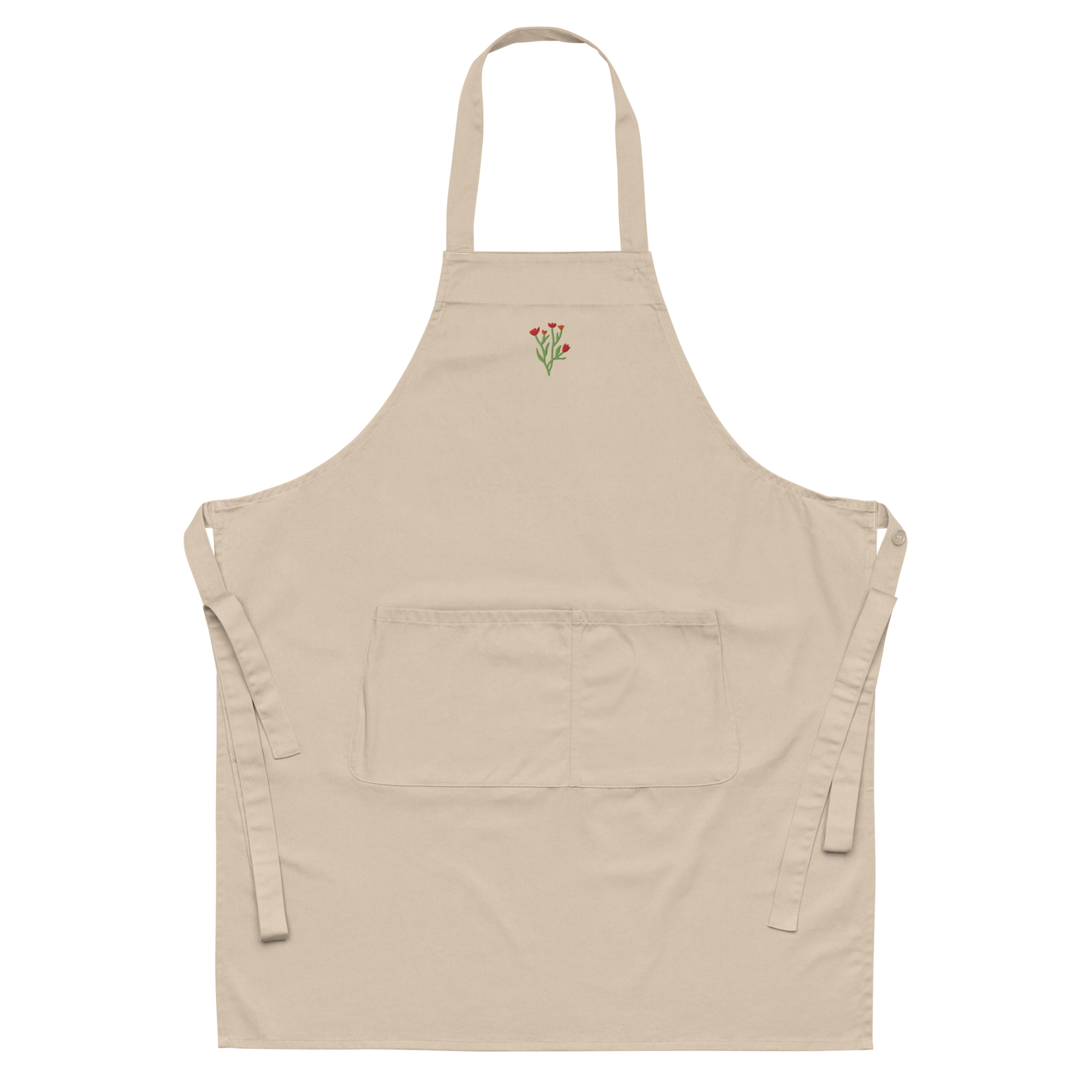 Schürze Tulpen beige (personalisierbar) aus Bio-Baumwolle