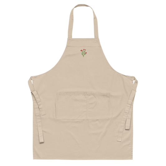 Schürze Tulpen beige (personalisierbar) aus Bio-Baumwolle