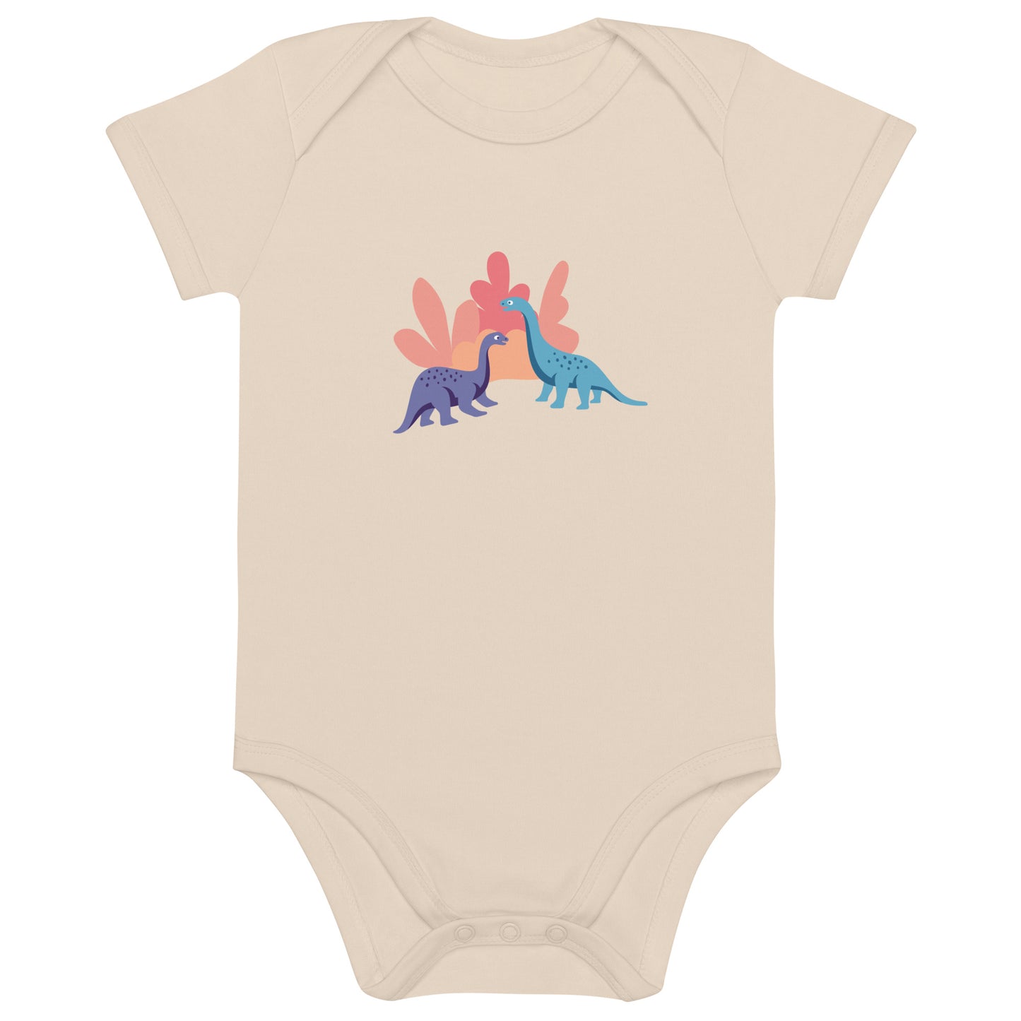 Babystrampler Dino (personalisierbar) aus Bio-Baumwolle