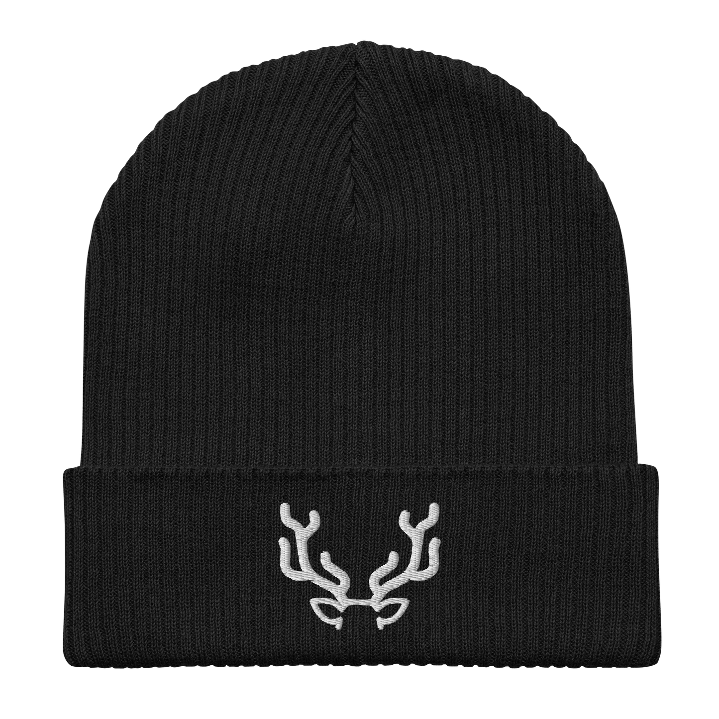 Gerippte Beanie Hirsch schwarz aus Bio-Baumwolle