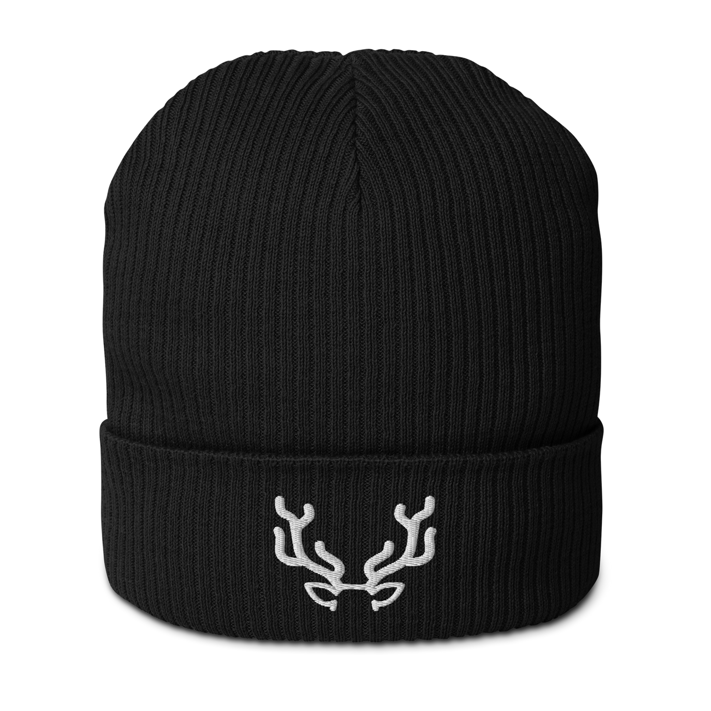 Gerippte Beanie Hirsch schwarz aus Bio-Baumwolle