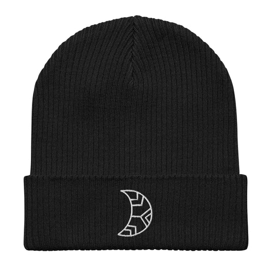 Gerippte Beanie Moon schwarz aus Bio-Baumwolle