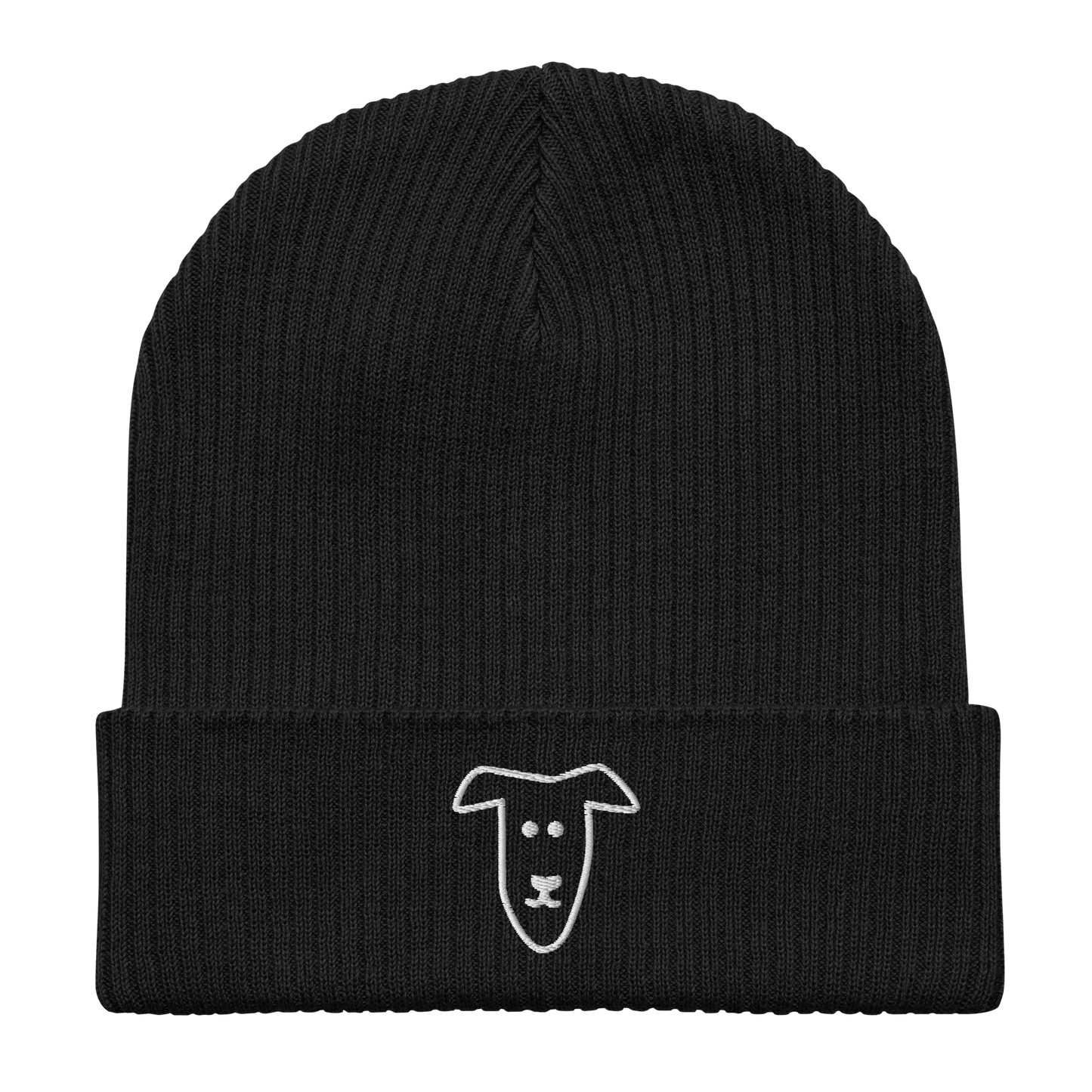 Gerippte Beanie Hund schwarz aus Bio-Baumwolle