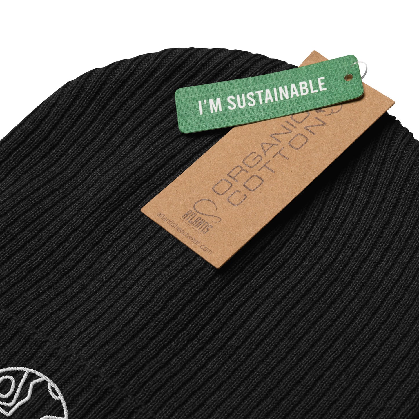 Gerippte Beanie Earth schwarz aus Bio-Baumwolle
