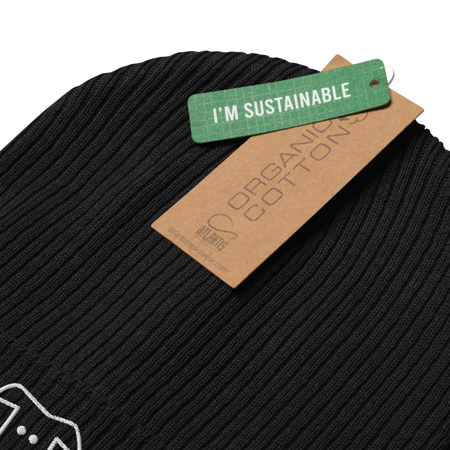 Gerippte Beanie Hund schwarz aus Bio-Baumwolle